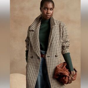 Banana Republic Black and Cream Plaid Blazer